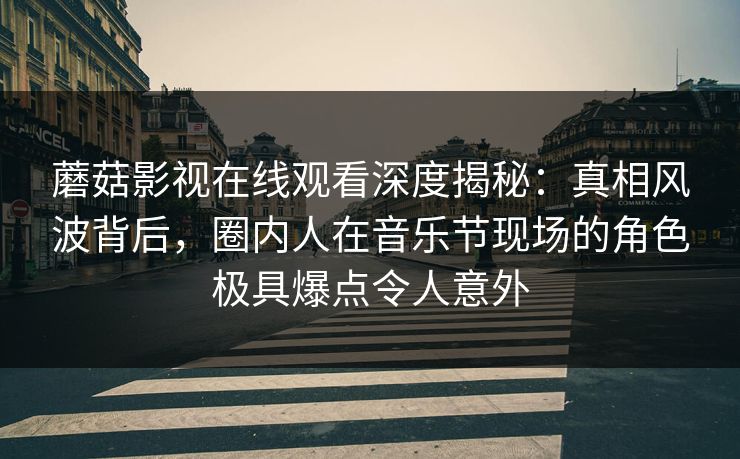 蘑菇影视在线观看深度揭秘：真相风波背后，圈内人在音乐节现场的角色极具爆点令人意外