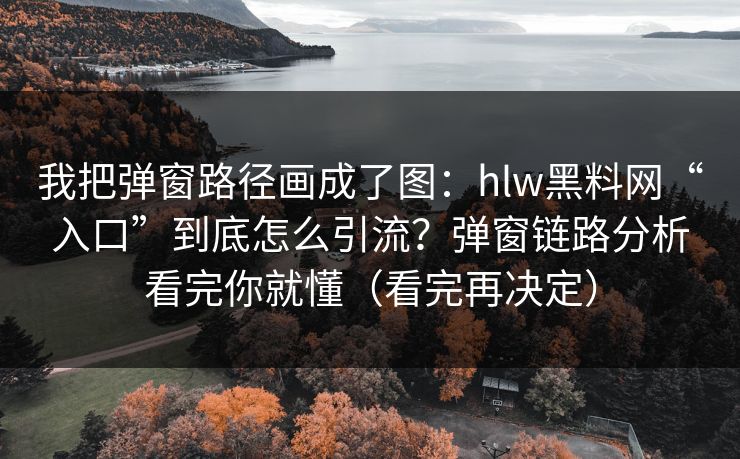 我把弹窗路径画成了图：hlw黑料网“入口”到底怎么引流？弹窗链路分析看完你就懂（看完再决定）